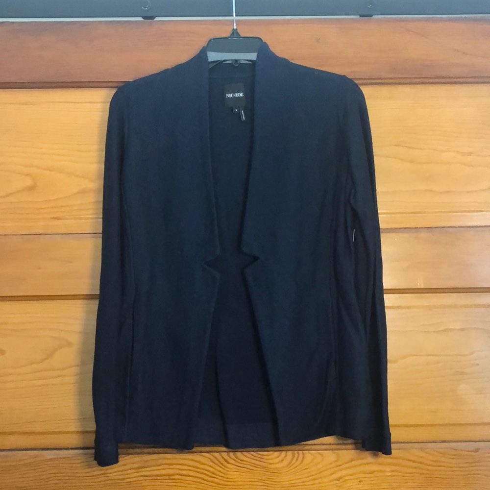Nic and Zoe Notch Front Cardigan in Navy